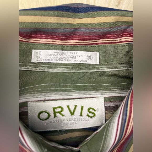 Orvis stripped wrinkle free collared button down sz 10 - Picture 3 of 6